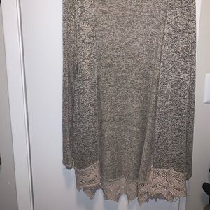 Lace trim long sweater